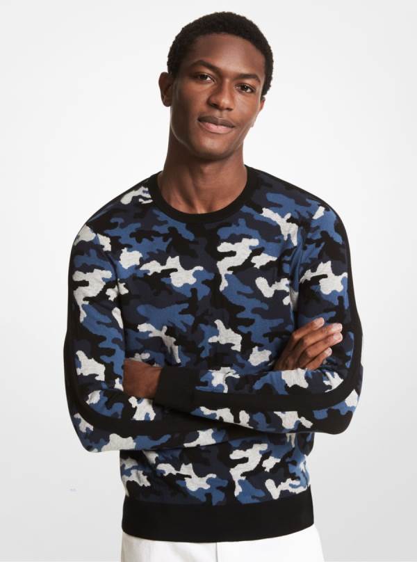 Panske Svetre Michael Kors Camouflage Viscose Blend Čierne - Oblecenie Michael Kors Obchod | NIVHL-8613